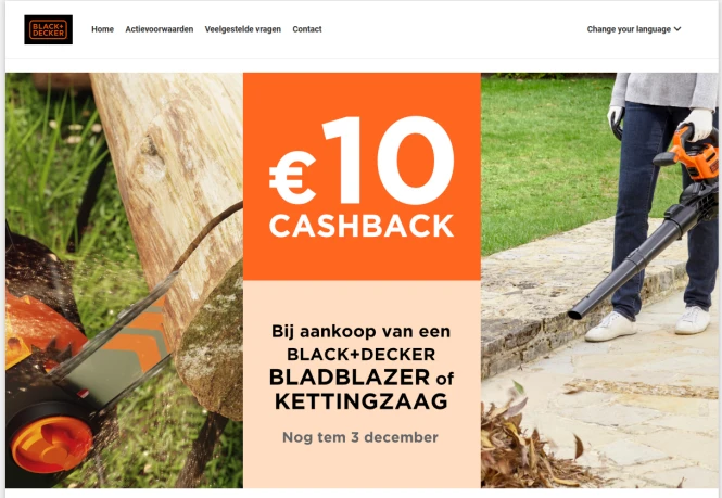 Black + Decker OUT €10 cashback bij aankoop v...