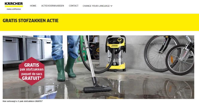 Karcher Gratis pak stofzakken bij aankoop van...