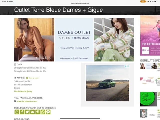 Outlet Terre Bleue Dames + Gigue 29/30 Septem...