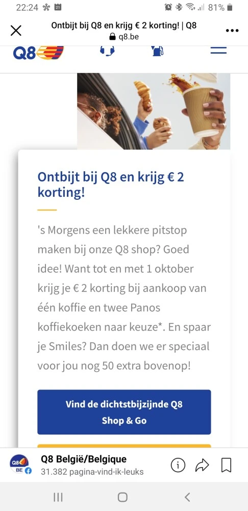 Bij de Q8 kan je €2 korting verkrijgen door e...