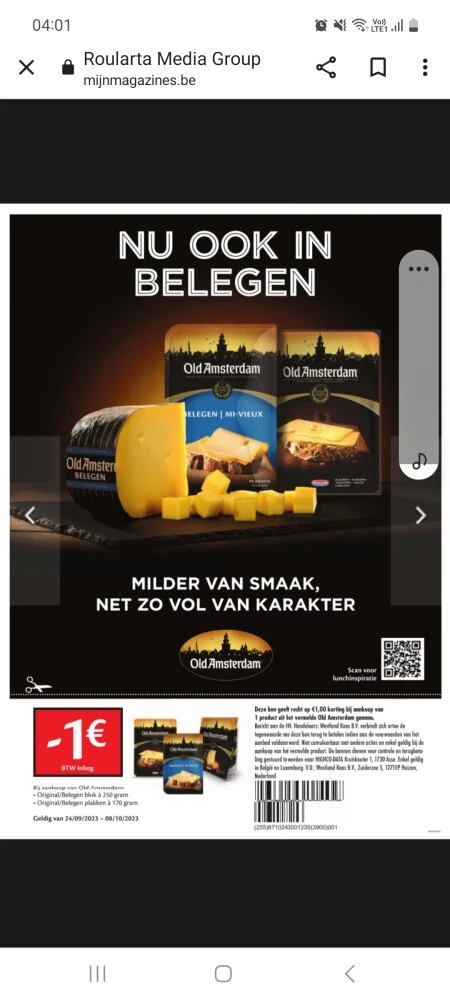 In de zondagskrant staat een coupon twv 1€ v...