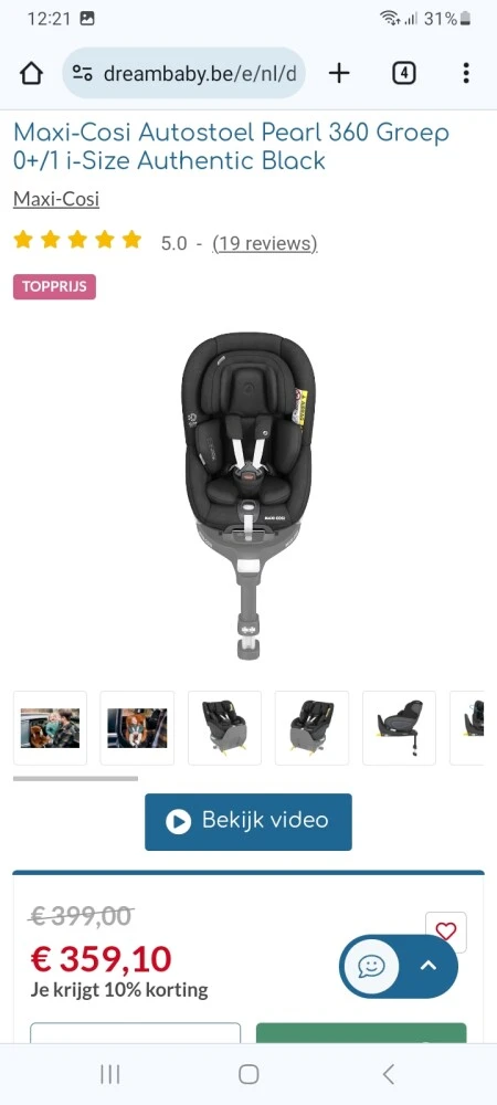 Maxi cosi pearl 360 gekocht voor €296,91 bij...