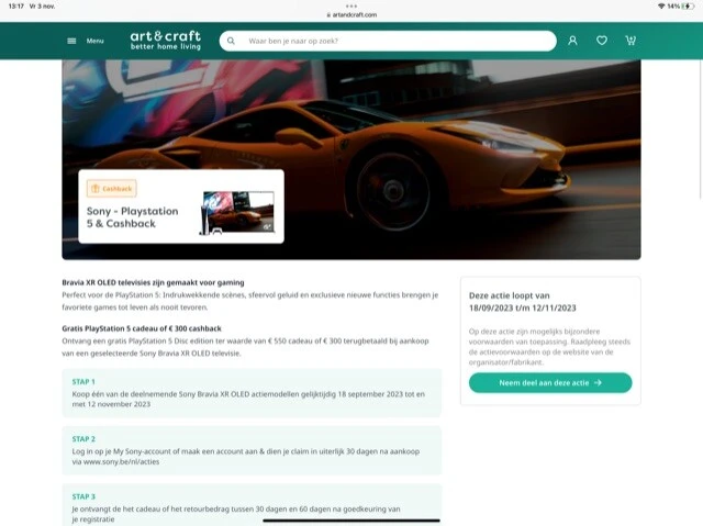 Gratis PlayStation 5 cadeau of € 300 cashback...