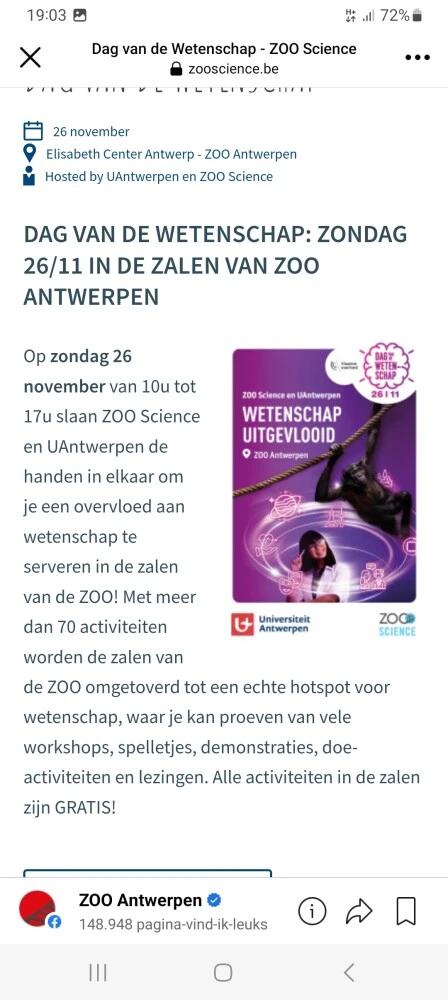 Dat van de wetenschap zoo antwerpen zondag 26...