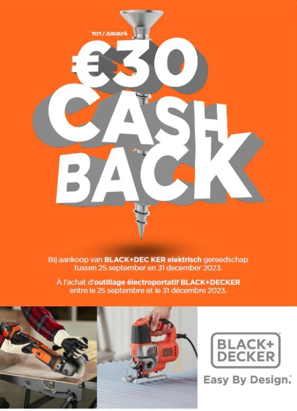 Black + Decker CPT Tot €30 cashback bij aanko...