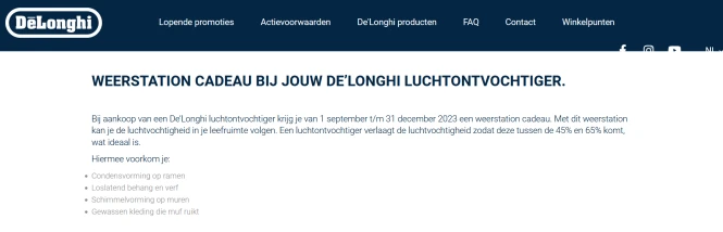 De'Longhi Luchtontvochtiger Weerstation cad...