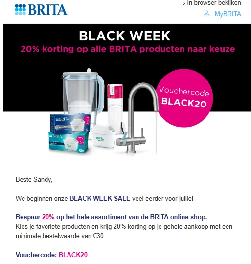 20% korting op alle producten in de BRITA Onl...