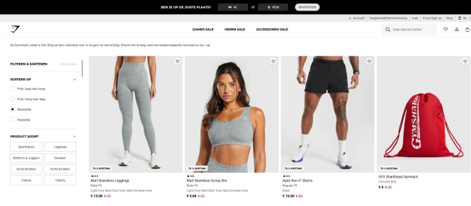 Tot 70% korting bij Gymshark tijdens BlackFri...