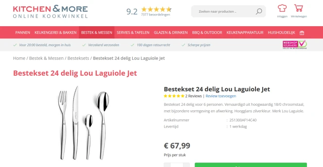 Lou Laguiole - Jet - Bestekset 24 delig rvs v...