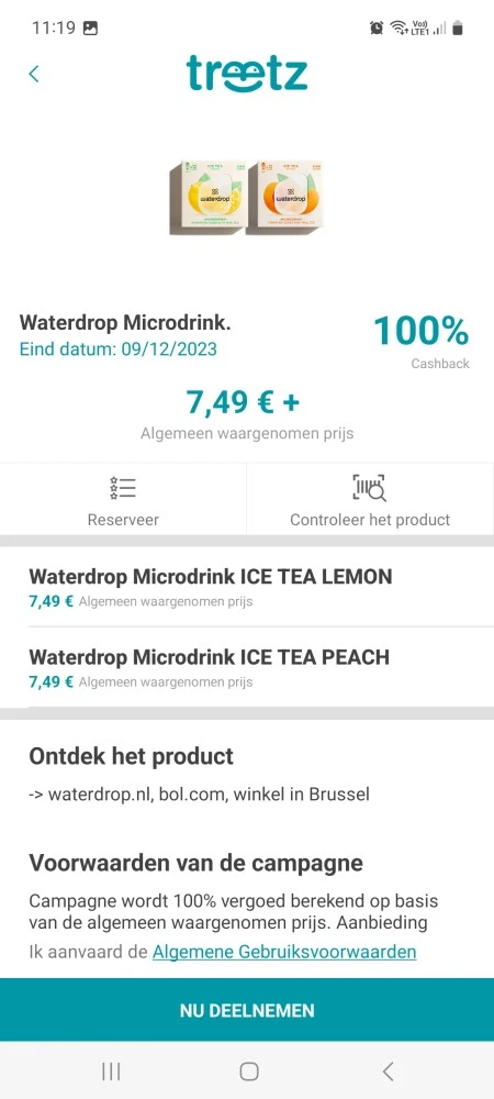 Treetz 100% cashback waterdrop microdrinke ic...
