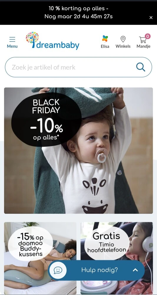 Bij Dreambaby is er 10% Black Friday korting...