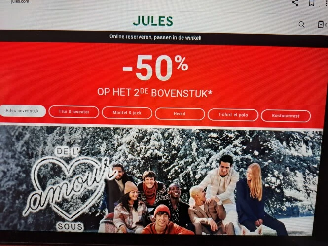 jules.com -50% op het 2e bovenstuk