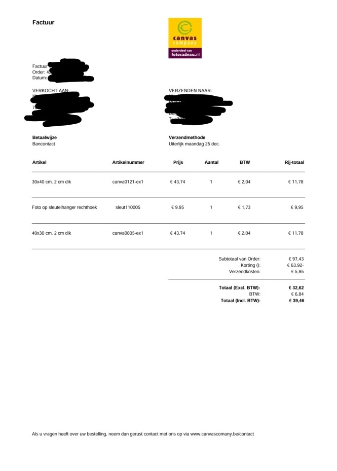 Bij The Canvas Company (online winkel) grote...