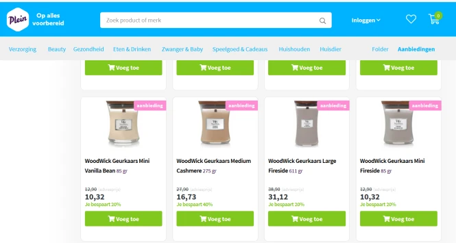 tot 40% korting op Woodwick kaarsen bij Plein...