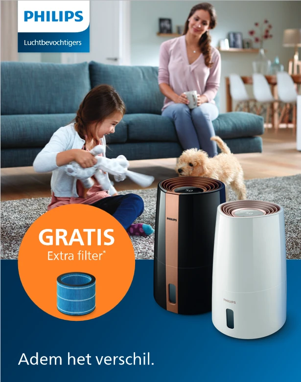 Philips Luchtbevochtigers Gratis extra filte...