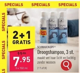 Nu bij ALDI Schwarzkopf droogshampoo 2+1 grat...