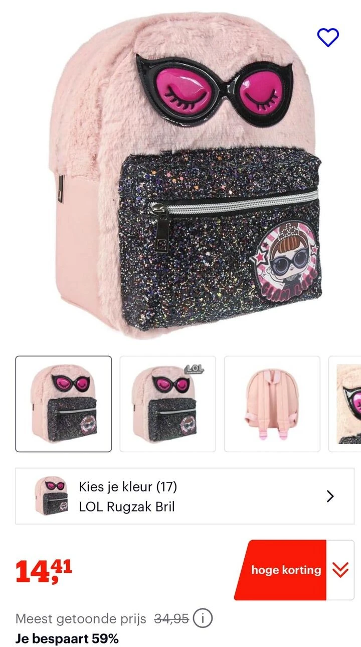 LOL Surprise Rugzak voor 14.41 euro bij bol...