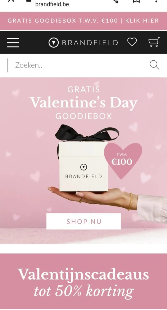 brandfield.be Valentijnscadeaus tot 50% korti...