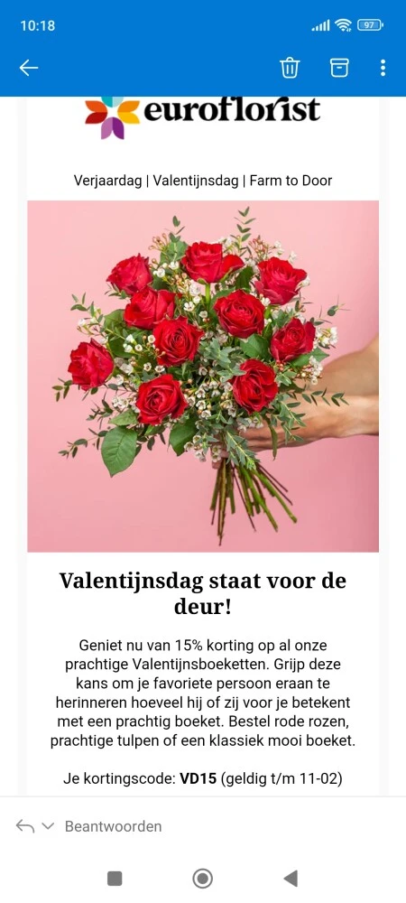 15% korting op al onze prachtige Valentijnsbo...