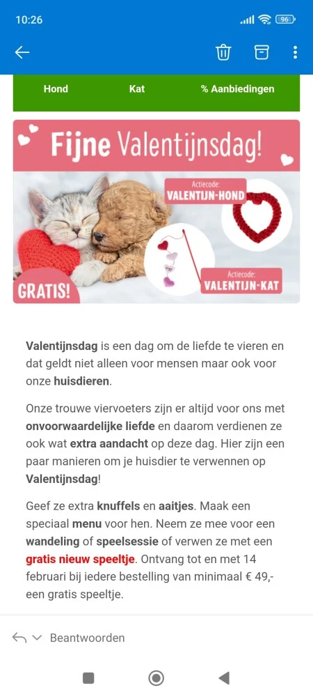 Gratis speeltje voor de hond (code VALENTIJN-...