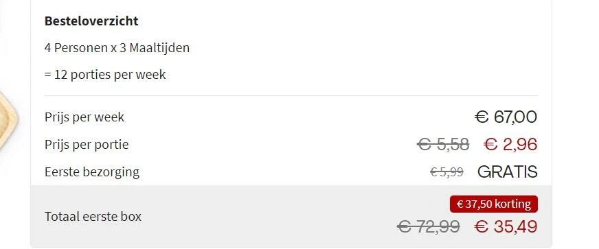 HelloFresh besteld voor maar € 2,96 per porti...