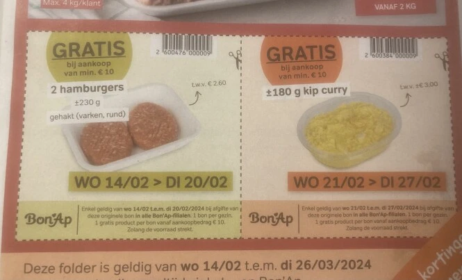 Terug gratis bonnetjes in bon ap folder Wee...