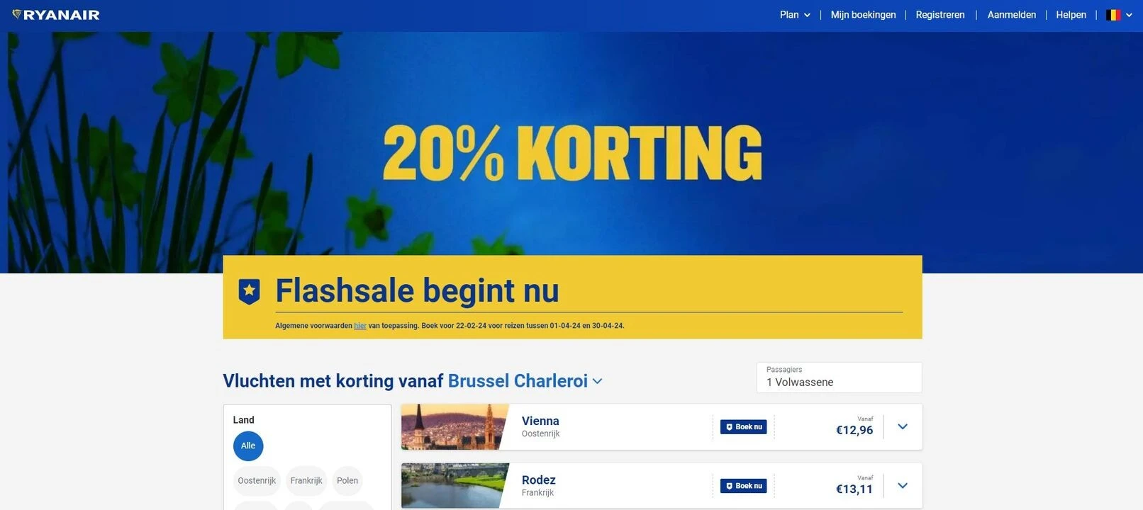 Flash Sale bij Ryanair! 🤩 Enkel vandaag krij...