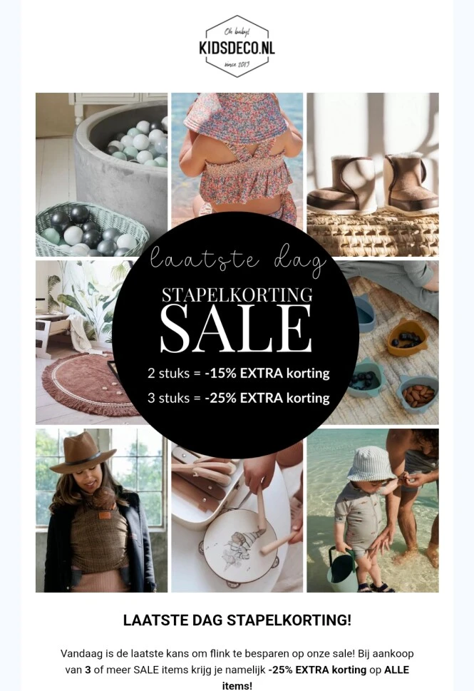 25% EXTRA korting op sales bij kidsdeco.nl