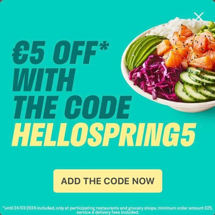 🍔🍣 5€ de réduction chez DELIVEROO 🤩 ✅ Co...