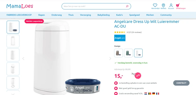 Angelcare DressUp luieremmer aan €15 bij MamaLoes