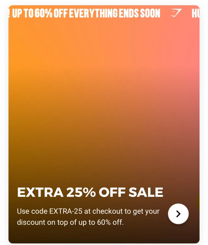 Gymshark extra 25% korting bovenop de sale