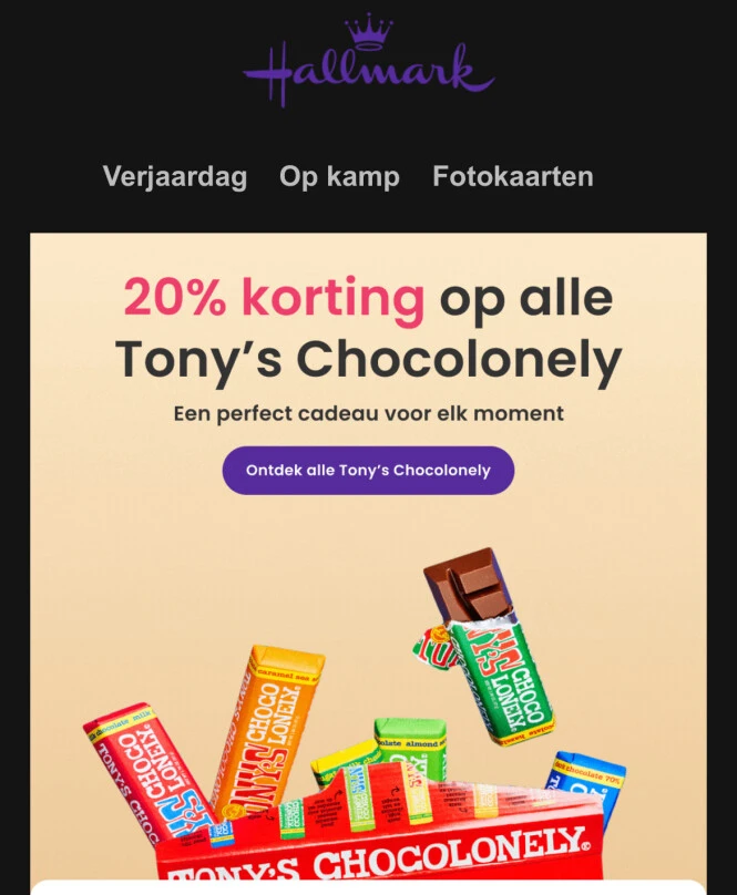 Hallmark korting Tony’s Chocolonely