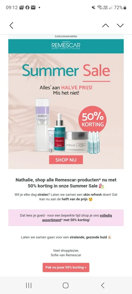 Remescar 50% korting