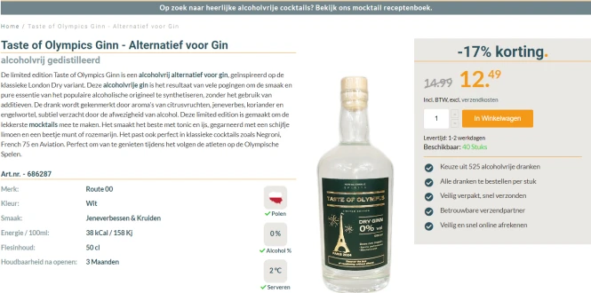 🏅 -17% op alcoholvrij gedestilleerd in Olympisch thema 🚣