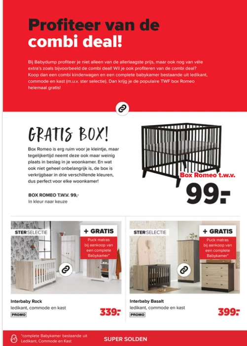 Gratis baby box b.a.v. combi kinderwagen en complete kinderkamer bij Baby-Dump