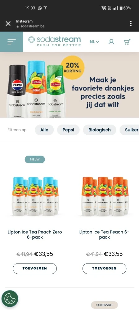 - 20 % op sodastream smaken