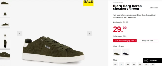 -63% op groene heren sneakers BjornBörg 👟 Scapino