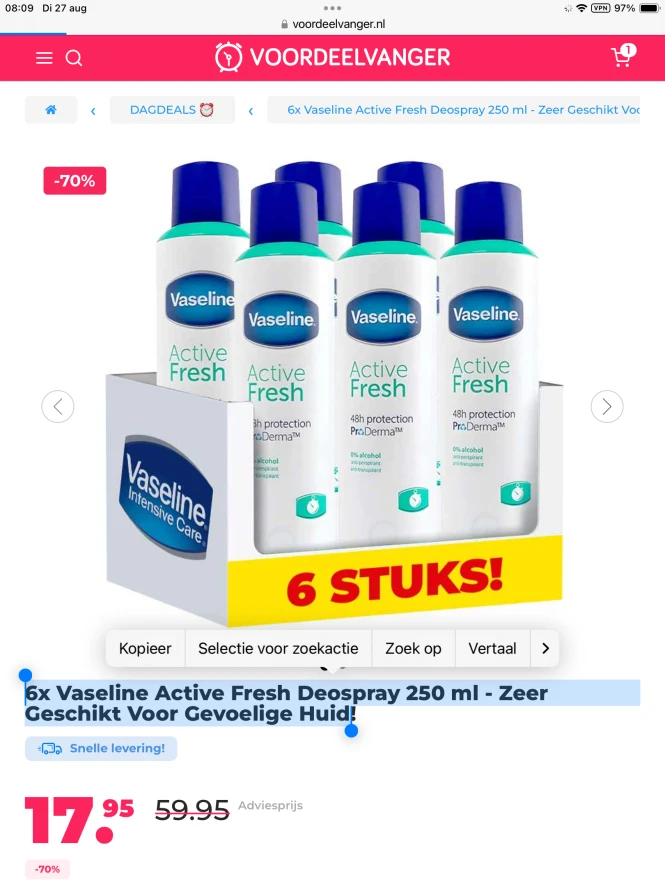 Vaseline deospray