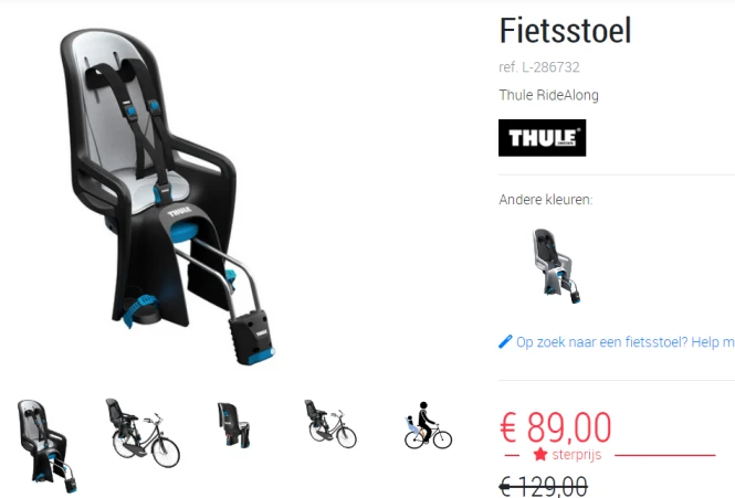 €89 Fietsstoel Thule RideAlong, Zwart bij Paradisio