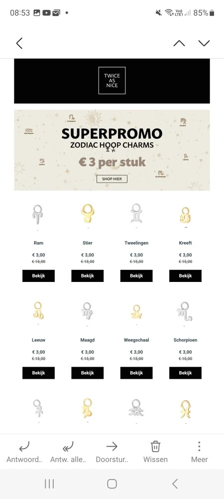 Twice as Nice charms nu 3€