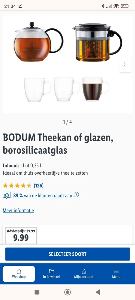 Bodum theekan voor 9,99€!
