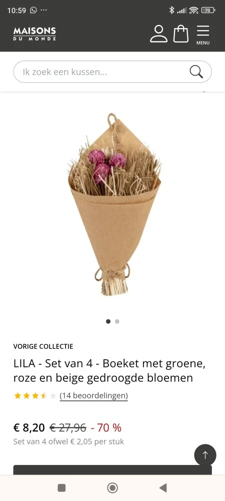 Droogbloemen en tal van andere artikelen aan 70% korting