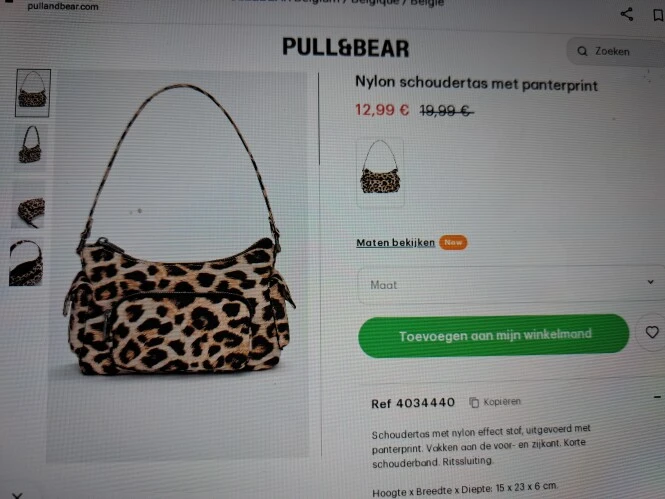 Nylon schoudertas met panterprint -35%