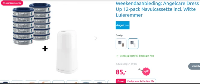 €85 voor luieremmer Angelcare DressUp + 12 navullingen 👶