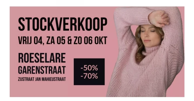 Stockverkoop dames merkkledij aan -50% & -70% !