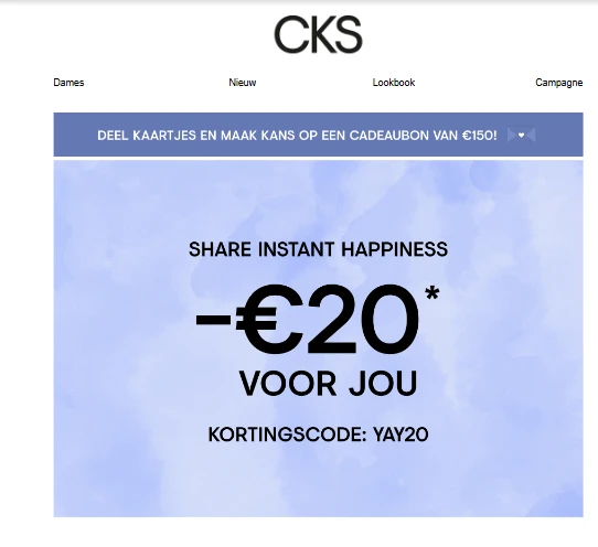€20 korting per aankoopschijf van €120 bij CKS