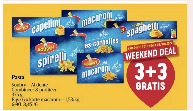 Promo op Soubry pasta