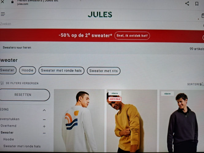 -50% op de 2e sweater bij jules.com
