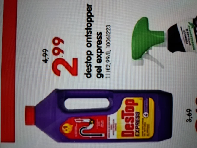 Bij Yess destop ontstopper gel express €2,99
