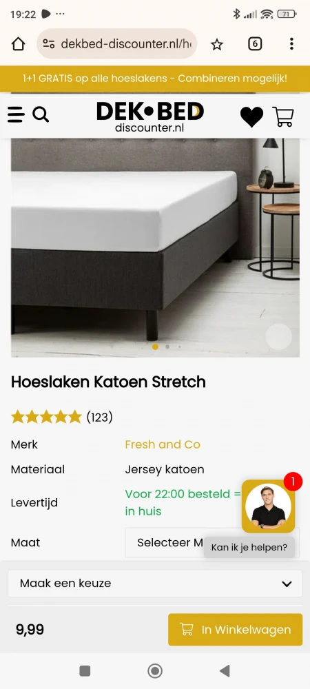1+1 gratis op alle hoeslakens